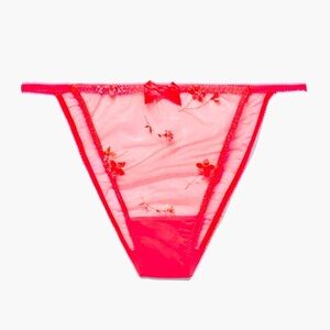 New Savage x Fenty Foiled Sprigs Embroidered Floral String Bikini Pink Undies